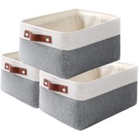 Woven Fabric Storage Boxes Foldable Canvas Baskets for Clothes Toys Shelves