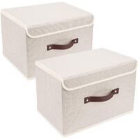 Storage Box With Lid Fabric Washable Stackable Foldable Pack Of 2