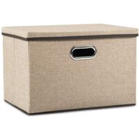 Large Foldable Storage Box With Lid Linen Bin Cube Handles Space Saving