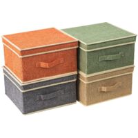 Storage Boxes w/ Lids Foldable Baskets 4 Rainbow Colours Fabric Organizers for Clothes Toys Books