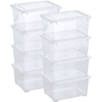 8 X Clear Plastic Stackable Storage Boxes With Lids For Home Office Car