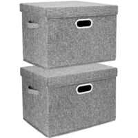Large Fabric Storage Boxes With Lids Foldable Washable 35L Pack of 2 Stackable