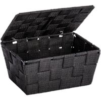 Bathroom Storage Basket with Lid Conical Stackable Polypropylene Black