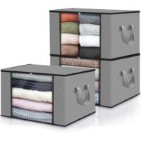 3 Pieces Foldable Under Bed Clothes Storage Bags Solid Fabric Reinforced Handles Multi-Purpose