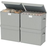 Set Of 4 Foldable Storage Boxes With Lids 2 Handles Durable Versatile Organizer