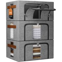 Foldable Clothes Storage Box Stackable Metal Frame Organizer Sheets Closets Large Capacity