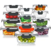 12 Pack Glass Food Containers With Lids Airtight BPA Free Microwave Freezer Storage Stackable