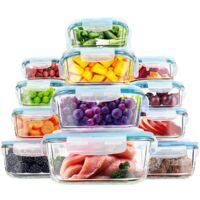 24-Piece Glass Food Containers with Lids Microwave Freezer Dishwasher Safe