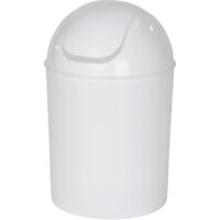 Small 6L Swing Lid Bathroom Bin Durable Plastic White