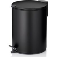 Matte Black 5L Silent Close Lid Pedal Bin With Inner Bucket Carry Handle