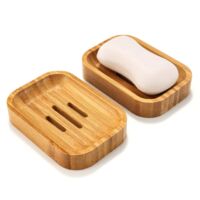 Wood Soap Dish Holder Set of 2 Rustic Natural Drainage Bathroom Kitchen Storage
