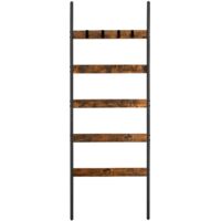 5 Tier Angled Ladder Shelf Steel Frame Industrial Style for Blankets Scarves Towels