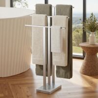 Floor Standing Towel Rack 3 Tier Marble Base SUS304 Stainless Steel