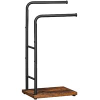Freestanding Towel Rack 2 Bars Rustic Bathroom Holder Stable Compact