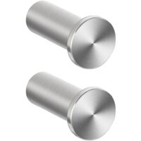 2 X Brushed Stainless Steel Round Wall Hooks 45Mm Heavy Duty For Bathroom Bedroom Kitchen Entrance