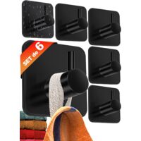 6 Piece Wall Mounted Adhesive Hook Stainless Steel Bathroom Kitchen Towel Coat Rack