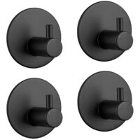 Adhesive Stainless Steel Hooks Self-adhesive Waterproof Rustproof 4pcs with Extra Pads