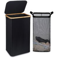 Large Laundry Basket With Lid 100L Foldable Removable Inner Bag Handles