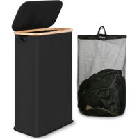Laundry Basket with Lid 60L Slim Foldable Removable Washable Inner Bag Handles Storage