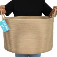 Hand Woven Cotton Rope Storage Basket Decorative Organizer for Laundry Toys Clothes