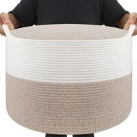 Large Handmade Cotton Rope Laundry Basket 83L Foldable Storage With Handles