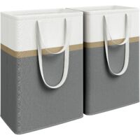 2 Pack Foldable Laundry Baskets 75L Self-Standing Easy Carry Clean Storage