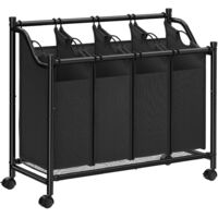 140L Laundry Sorter Cart with 4 Compartments Removable Bags Wheels Heavy Duty