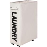 55L Foldable Narrow Laundry Basket with Wheels Large Capacity Slim Storage Bin