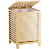 120L Laundry Basket Lid Removable Liner 2 Section Sorter Large Capacity Space Saving Beige Stripe
