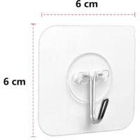 6 Adhesive Hooks Heavy Duty 5kg Wall Mount PVC Stainless Steel for Bathroom Kitchen Office