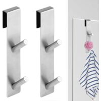 2 Shower Hooks 7in No Drilling Matte Black Stainless Steel For Frameless Glass Door Bathroom Hook