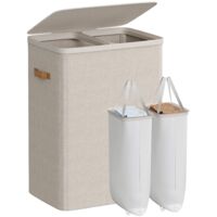 2 Compartment Laundry Basket 170L Removable Bags With Lid Handles Easy Assembly