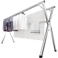 Foldable Heavy Duty Stainless Steel Clothes Airer Indoor Outdoor Portable 20 Windproof Hooks Large