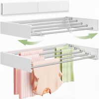 80cm Wall Mounted Folding Clothes Airer 5 Bars Indoor Outdoor Towel Rack