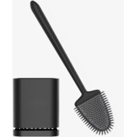 Silicone Toilet Brush Flexible Head Long Handle Wall Mounted Quick Dry Holder Bathroom Cleaning