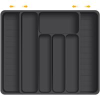 Adjustable Cutlery Tray Drawer Organizer 7 Compartments Plastic Kitchen Storage