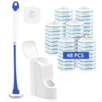 Disposable Toilet Brush Refill Wall Mounted Cleaner 48 Refills Detergent Holder