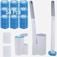 Disposable Hanging Toilet Brush Kit 54 Replacement Heads 2 Handles Holders Wall Stickers Bathroom