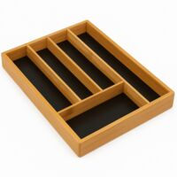 Bamboo Cutlery Tray 5 Compartments Durable Kitchen Drawer Organiser Versatile