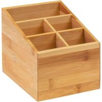 5 Compartment Bamboo Organizer Cutlery Utensil Storage Box