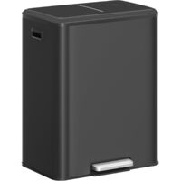 Double 30L Kitchen Waste Bin Recycling Steel Soft Close Pedal Inner Buckets