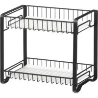 2 Tier Metal Spice Rack with Plastic Boards Non-slip Feet Kitchen Bathroom Storage