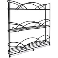 Black 4-Tier Spice Rack 21 Pots Storage Stainless Steel Plastic