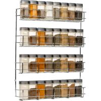 Wall Mounted Spice Rack 4 Shelves 32 Jars Metal Kitchen Storage