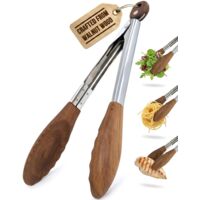 Walnut Wood Kitchen Tongs Non-stick Heat Resistant for Cooking Grilling Serving
