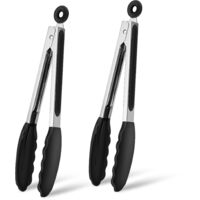 Stainless Steel Silicone Kitchen Tongs Set of 2 Non-slip Heat Resistant for BBQ Air Fryer Grill
