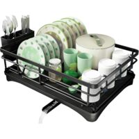 Stainless Steel Dish Drainer Rack 360° Rotating Nozzle Expandable Drainage