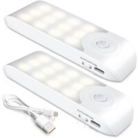 Rechargeable Motion Sensor LED Night Light 2 Pack 12 LEDs 3 Modes Magnetic