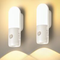 Rechargeable Motion Detector Night Light 2000mAh 3 Color Temp Dimmable 3 Modes Magnetic 2 Pack