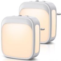 Electric Plug Night Light Set (2) LED Twilight Sensor Adjustable Brightness Warm White for Bedroom